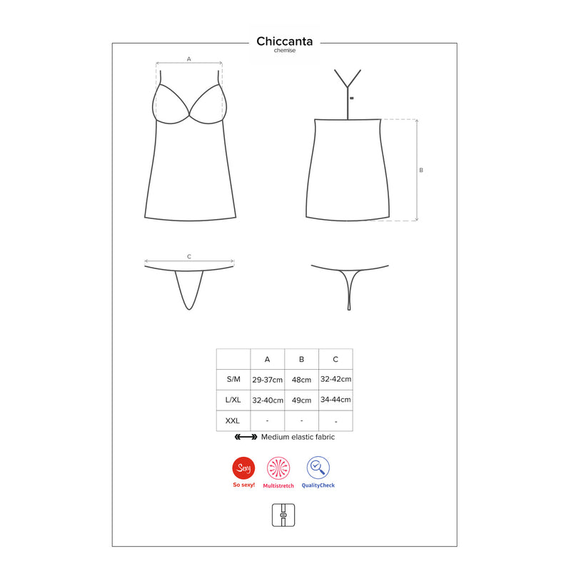 Obsessive Chiccanta Babydoll and Thong Chemise Black S/M or L/XL