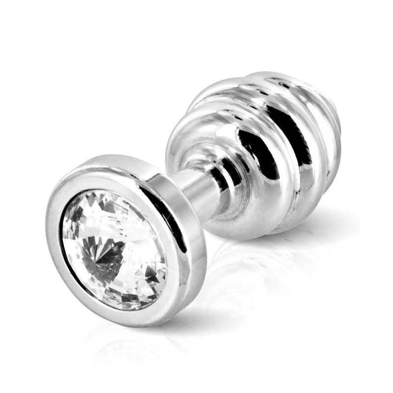 Diogol Ano Butt Plug Ribbed Silver Plated 25 MM or 30 MM (Swarovski Crystal)