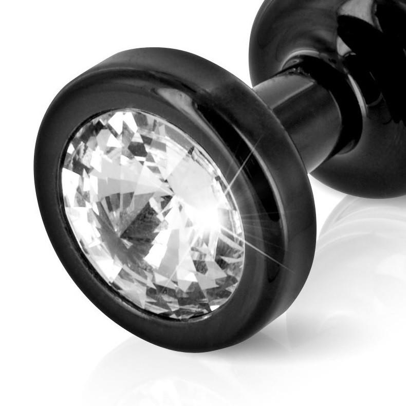 Diogol Anni Ano Ribbed Butt Plug Black (Swarovski Crystal)