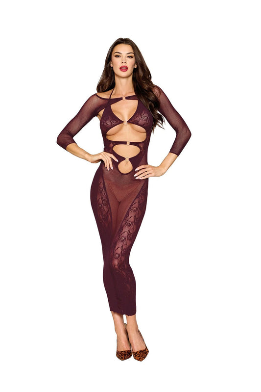 Dreamgirl 0523 Cherry Lacquer Bodystocking Gown & Shrug (only at MPO*)