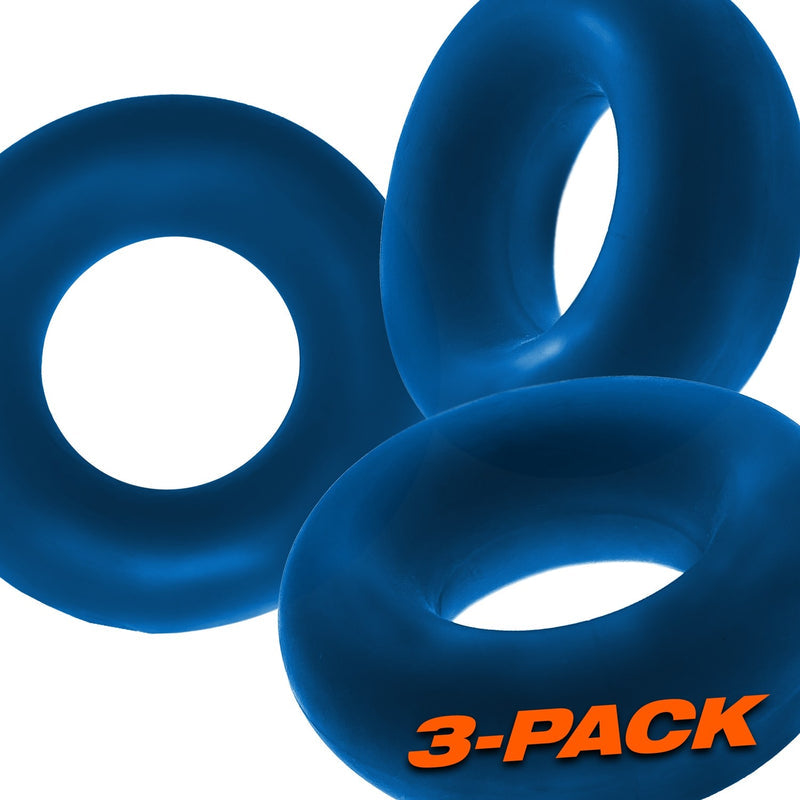 Oxballs Fat Willy 3-Pack Jumbo Cockring Black or Clear or Space Blue OX-3065
