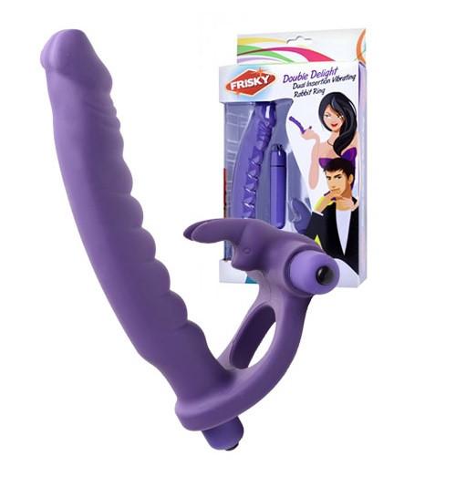Frisky Double Delight Dual Penetration Vibrating Rabbit Cock Ring
