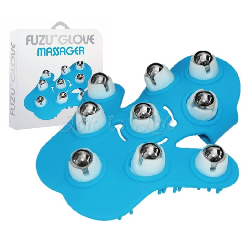 Deeva Fuzu Roller Glove Neon Blue Massager