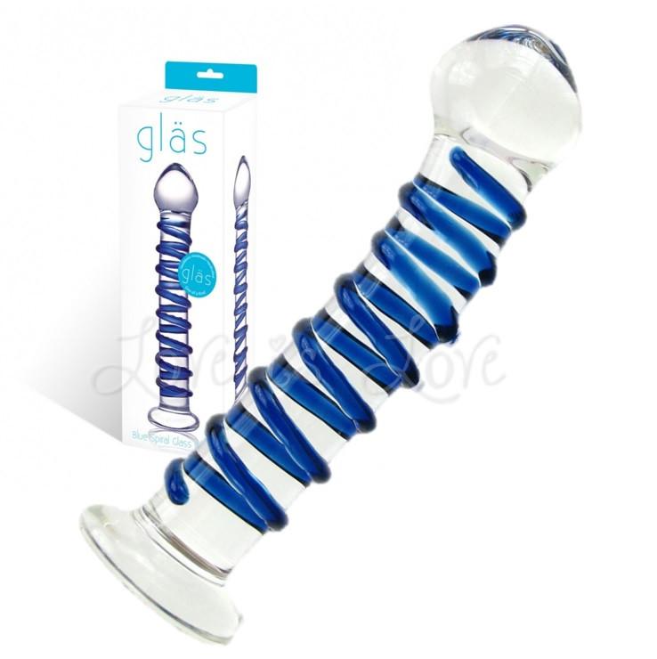 Glas Spiral Glass Dildo 7.5 Inch Blue