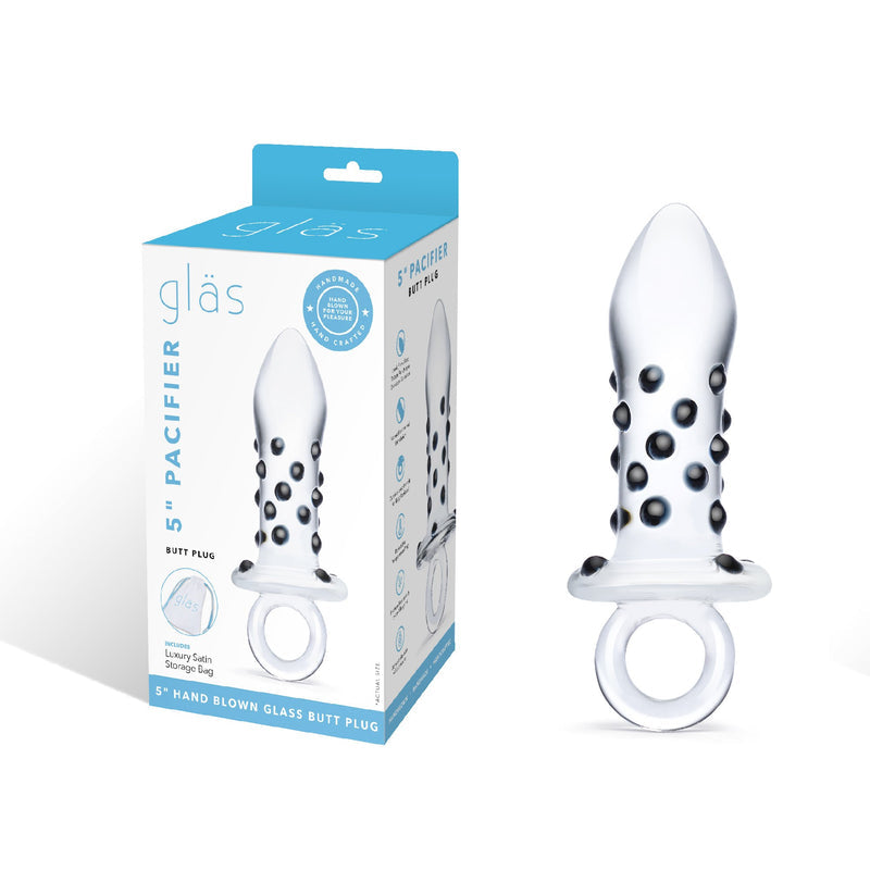 Glas Pacifier Glass Butt Plug With Ring Handle 5 Inch (Limited Period Sale)