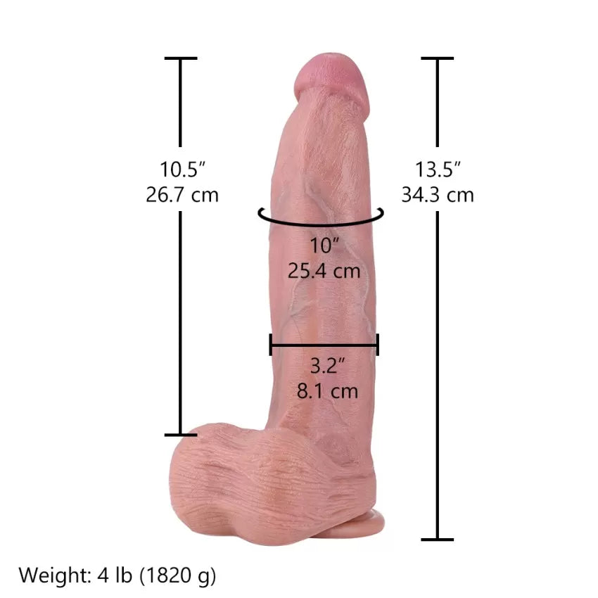 Hismith 13.5" Giant Dual Layered Silicone Dildo with Suction Cup & Removable Kliclok
