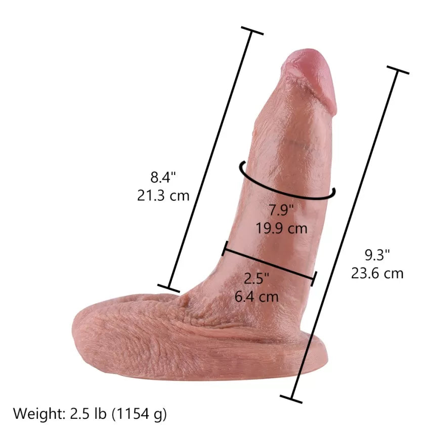 Hismith 9.3" Ultra Realistic Dual Layered Silicone Dildo with Lifelike Glans, Shaft & Balls
