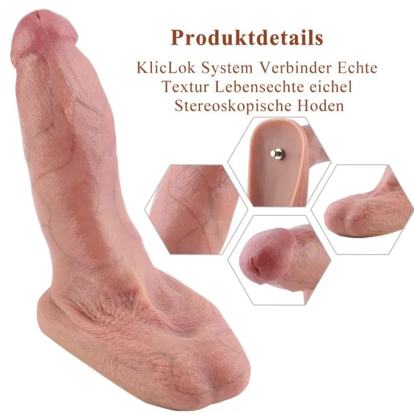 Hismith 9.3" Ultra Realistic Dual Layered Silicone Dildo with Lifelike Glans, Shaft & Balls