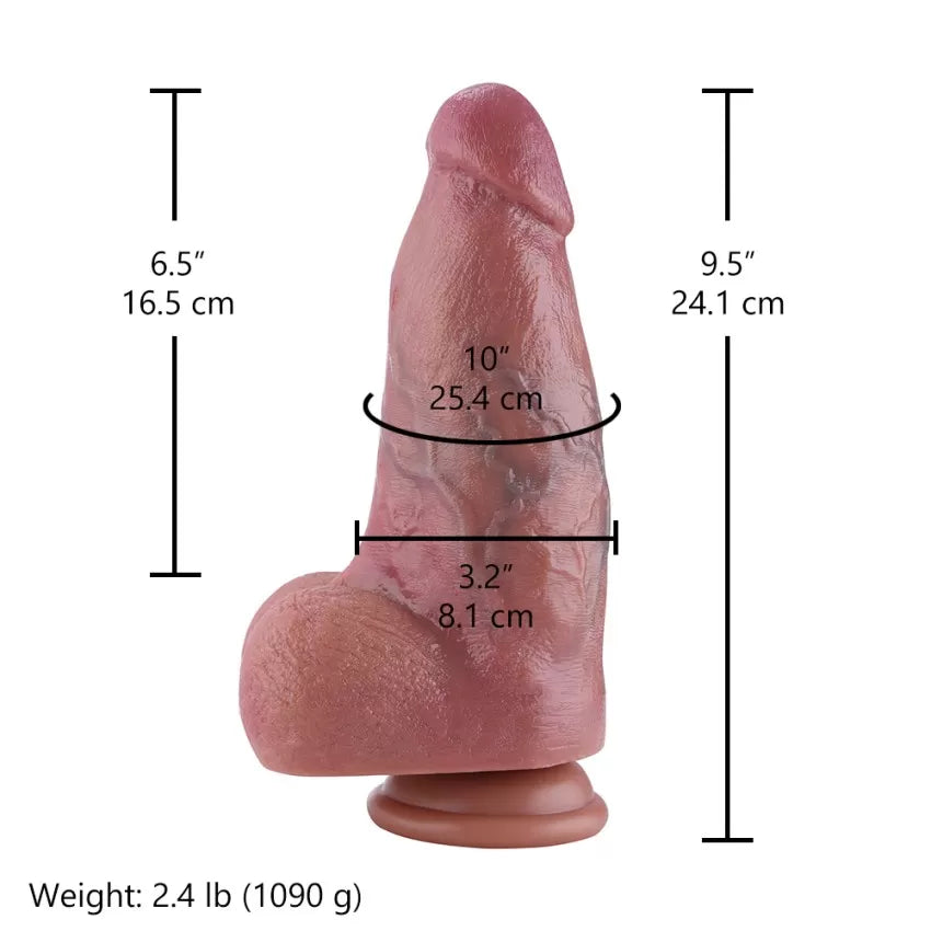Hismith 9.5" Thick Dual Density Silicone Dildo with Realistic Texture