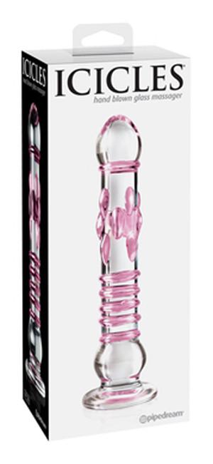 Icicles No. 6 Hand Blown Glass Massager With 8.5 Inch Pebbled And Ridged Shaft (Limited Period Sale)