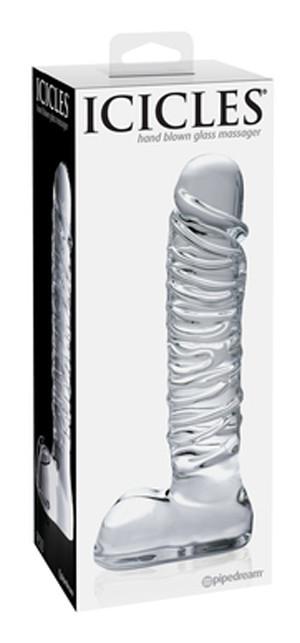 Icicles No. 63 Hand Blown Glass Massager With 8.25 Inch Realistic Stra