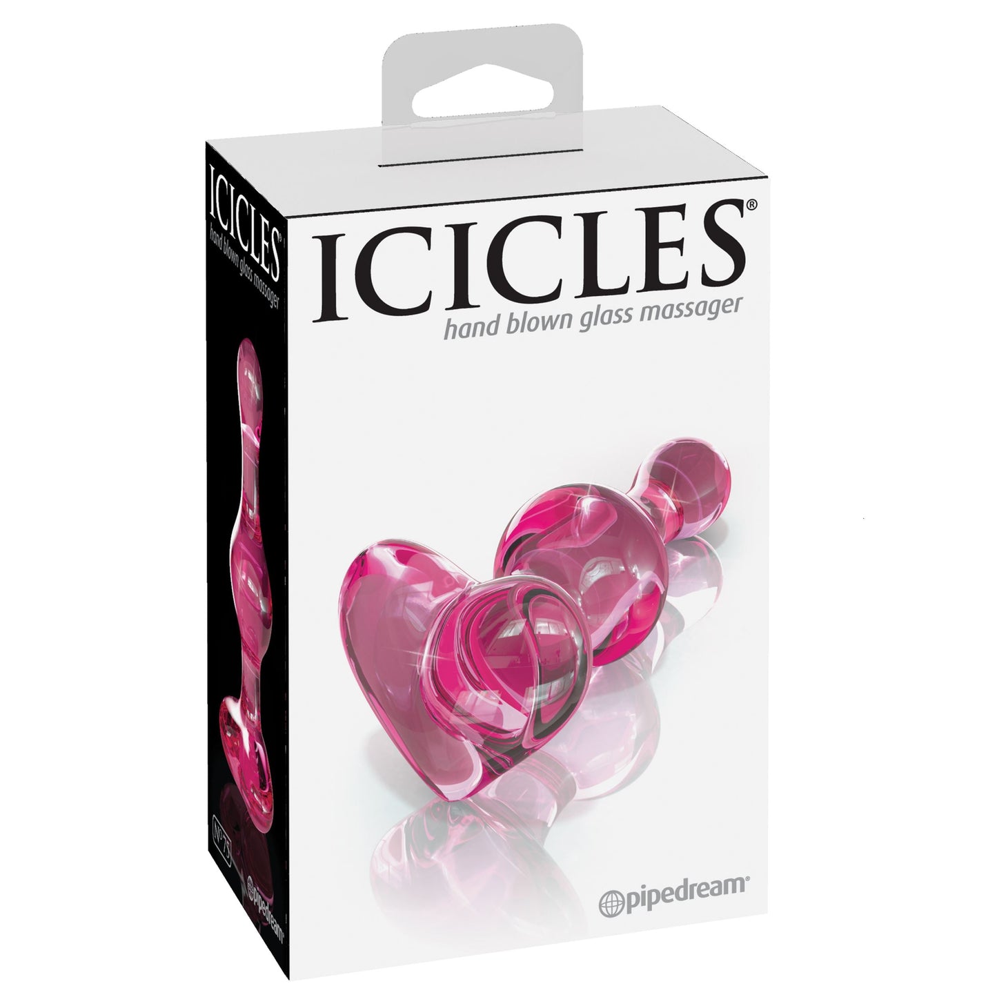 Icicles No. 75 Pink Heart Hand Blown Glass Massager