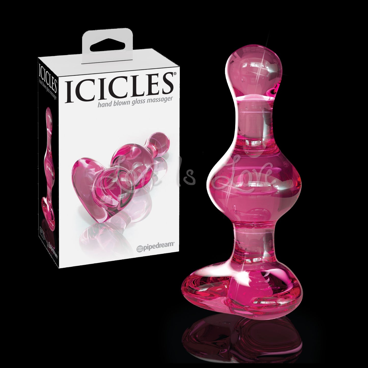 Icicles No. 75 Pink Heart Hand Blown Glass Massager