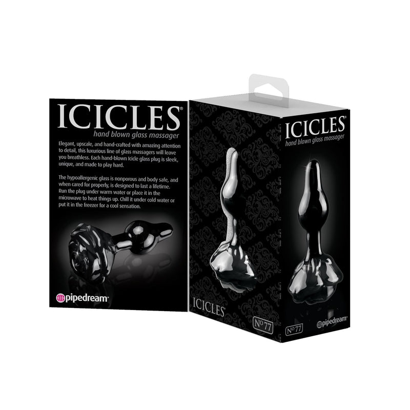 Icicles No. 77 Hand Blown Glass Massager Black