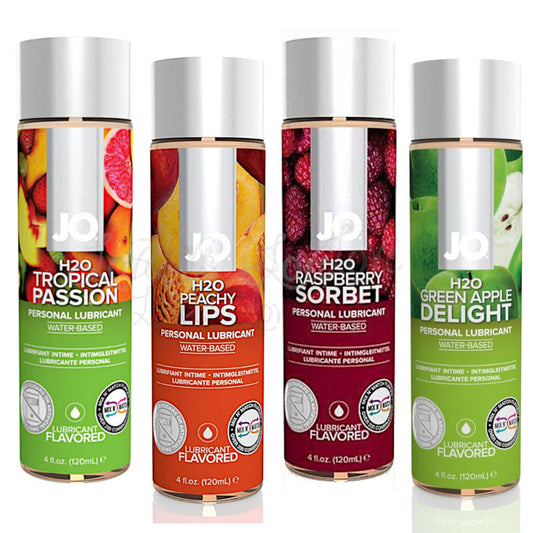 System JO H2O Flavored Edible Water-Based Lubricant Peachy Lips or Tropical Passion or Raspberry Sorbet or Green Apple Delight
