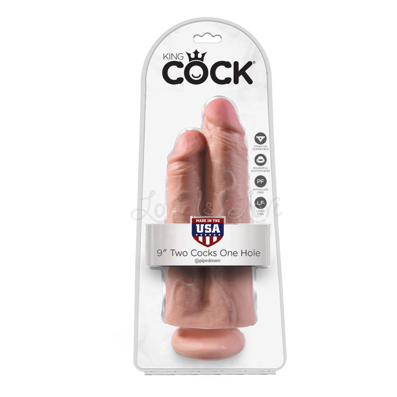 King Cock 9 Inch Two Cocks One Hole Flesh [SALE]