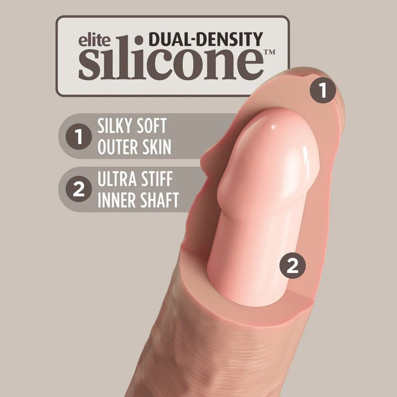 King Cock Elite Silicone Dual-Density Cock 10 Inch or 11 Inch or Light Or Brown