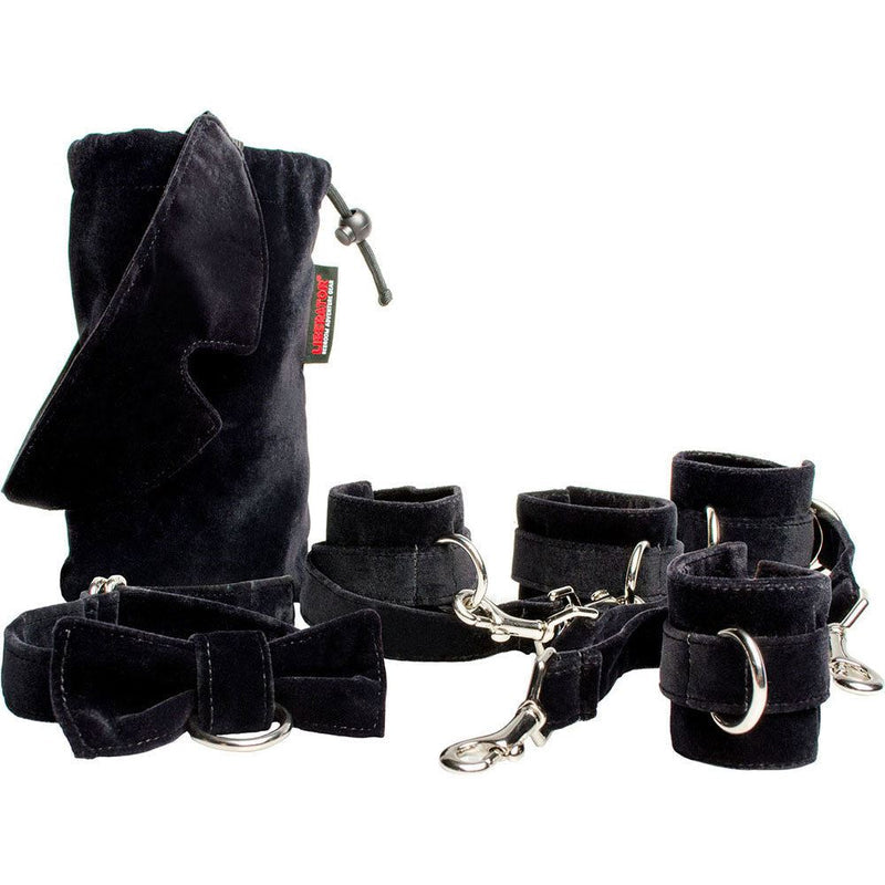 Liberator Black Label Tensionier Cuff and Blindfold Kit (Microfiber Black)