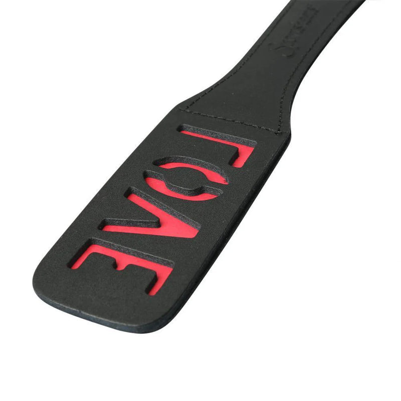 Sportsheets Leather Love or Slut Impression Paddle 12 Inch
