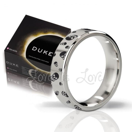 Mystim His Ringness The Duke Stainless Steel Cock Ring Polished and Engraved [Clearance SALE]