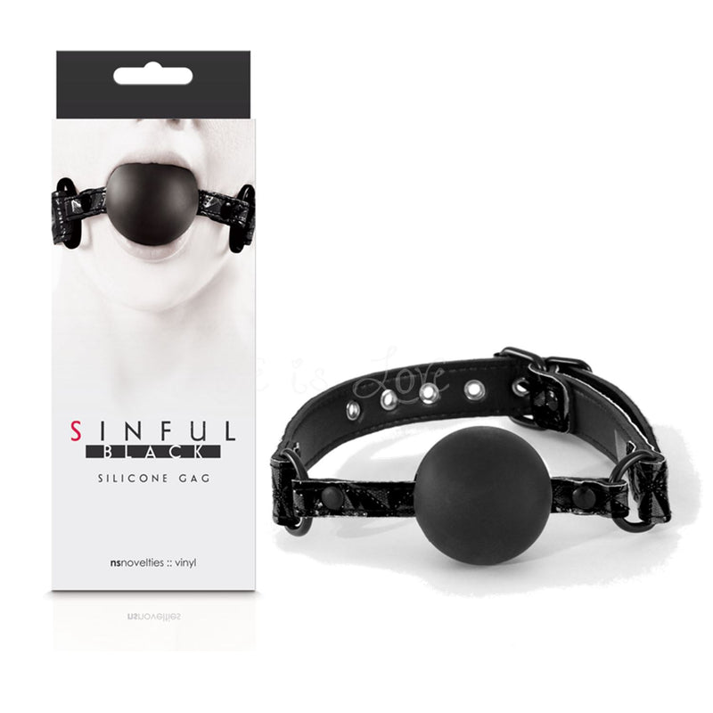 NS Novelties Sinful Ball Gag Soft Silicone Black
