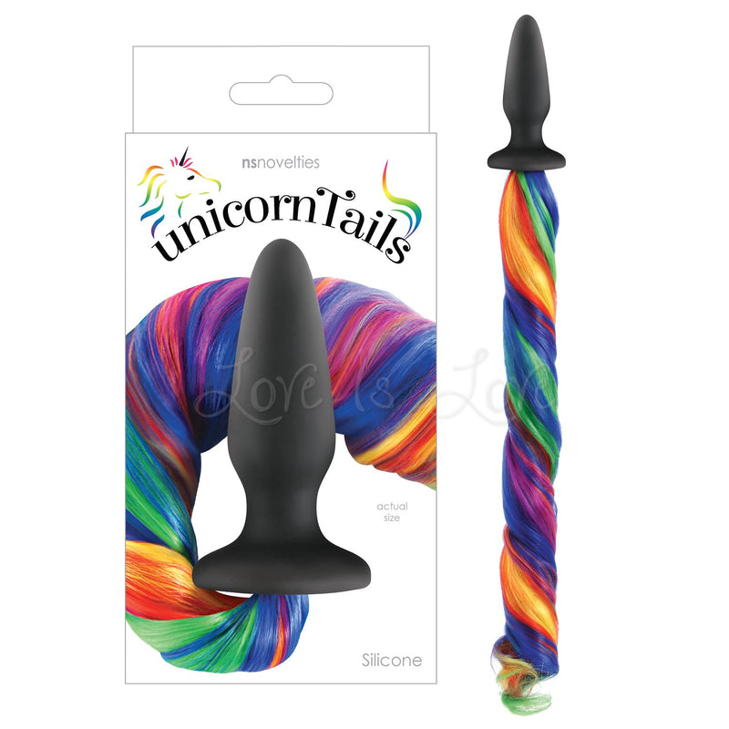 NS Novelties Unicorn Tails Silicone Butt Plug Rainbow or Pink