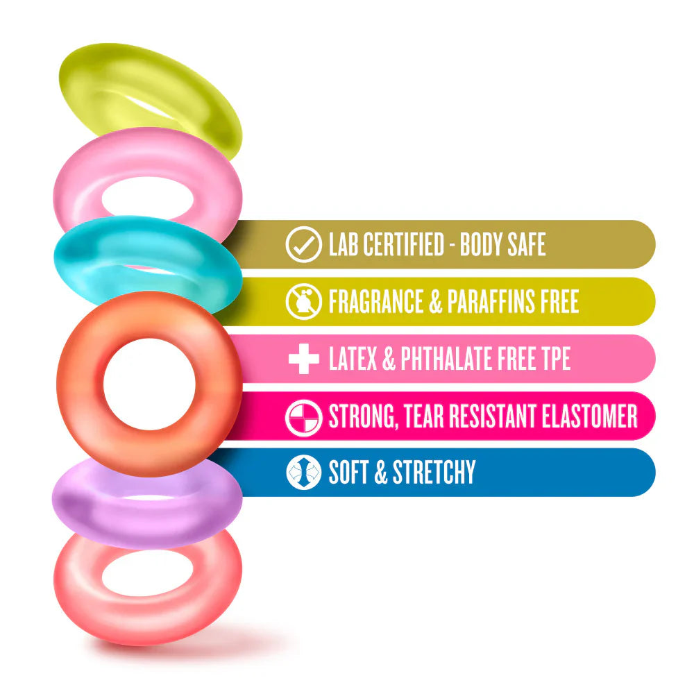 Blush Play With Me King of the Ring Cockring (6-Pack Assorted Colors)