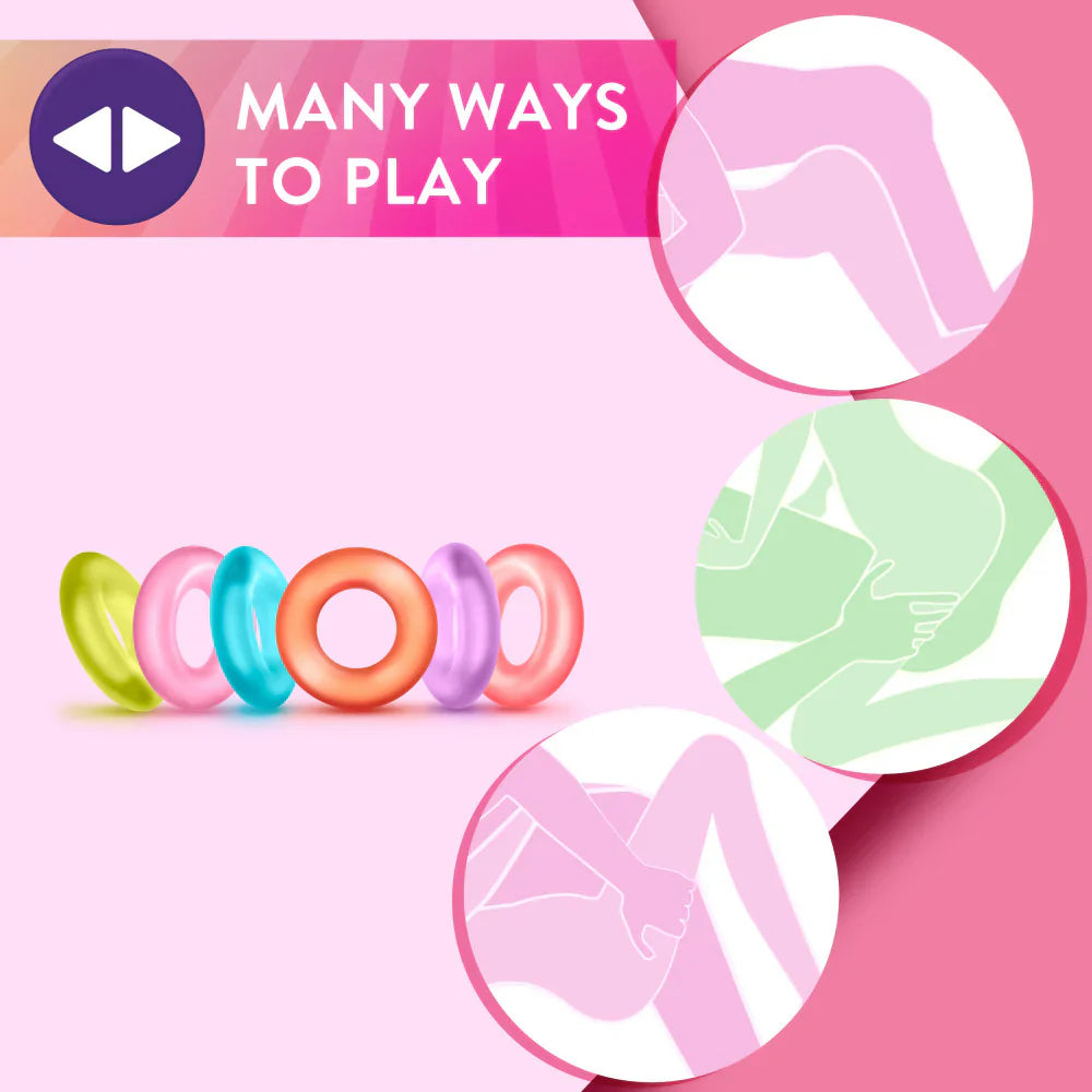 Blush Play With Me King of the Ring Cockring (6-Pack Assorted Colors)