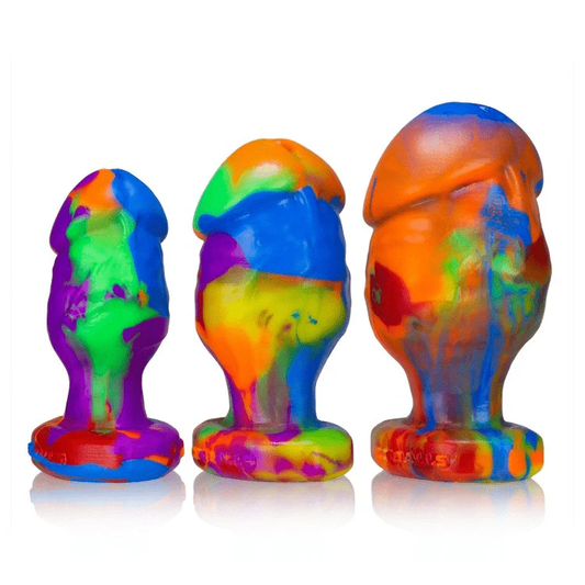 Oxballs Honcho 1 or 2 or 3, Black or Rainbow Swirl: Veiny Silicone Buttplug