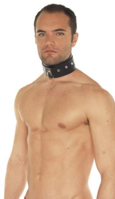 Rimba Wide Fleece Lined Leather Neck Cuff with D-Ring RIM 7654
