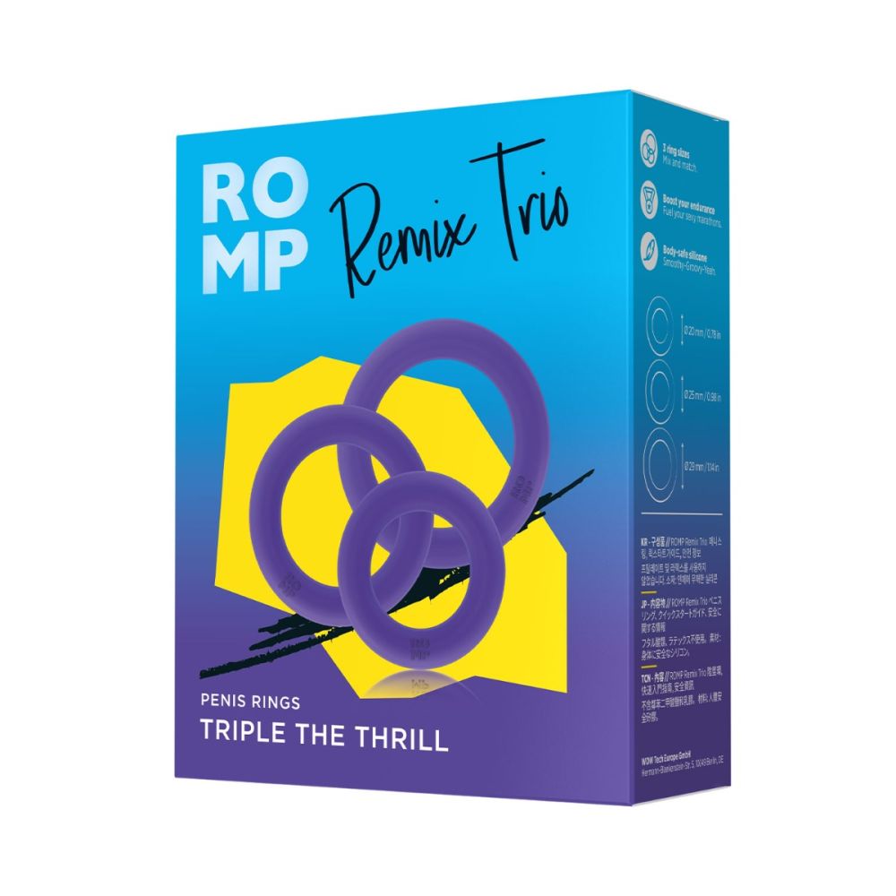 Romp Remix Trio Penis Rings Triple The Thrill 3-Piece Silicone Cock Rings
