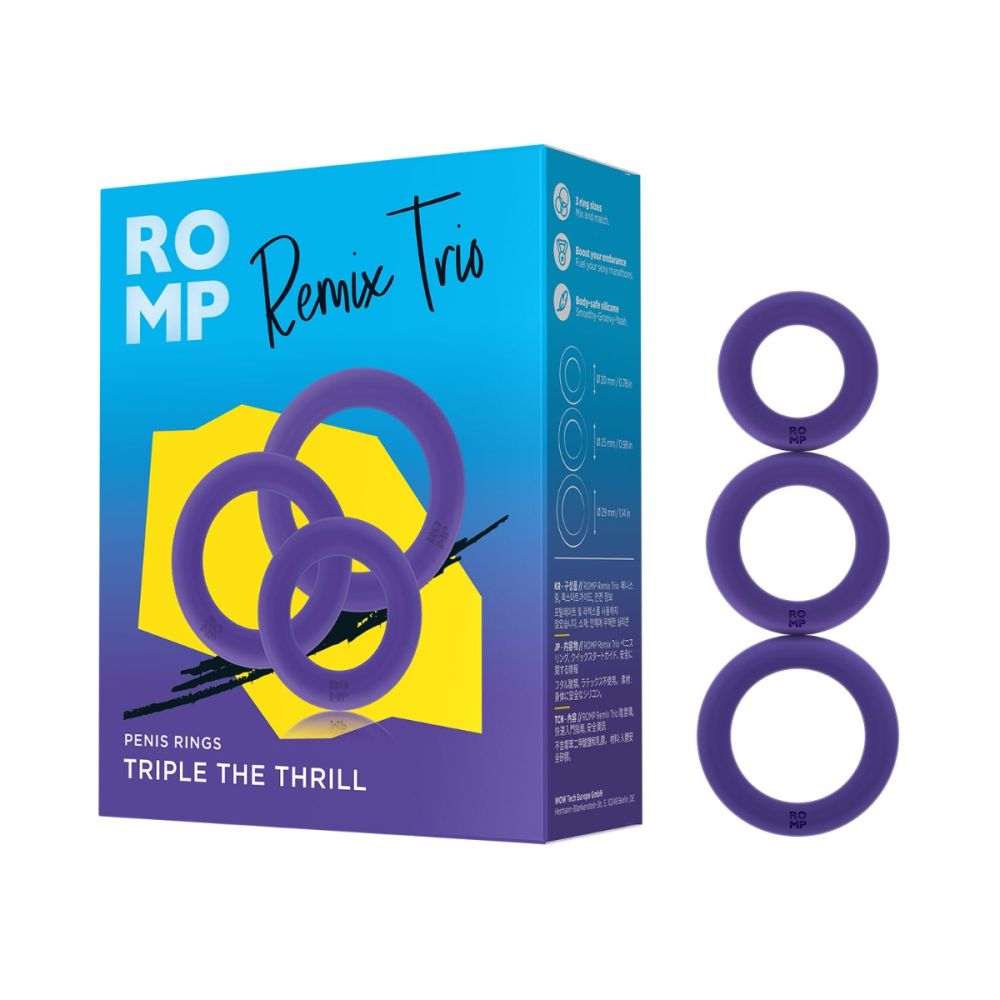 Romp Remix Trio Penis Rings Triple The Thrill 3-Piece Silicone Cock Rings