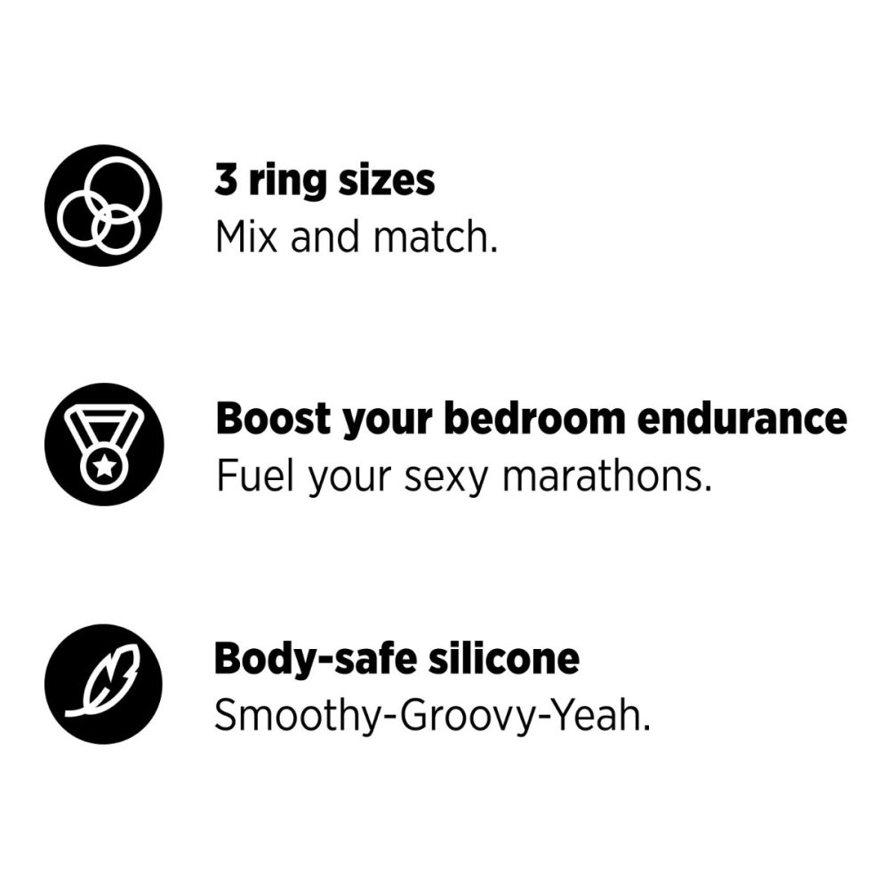 Romp Remix Trio Penis Rings Triple The Thrill 3-Piece Silicone Cock Rings