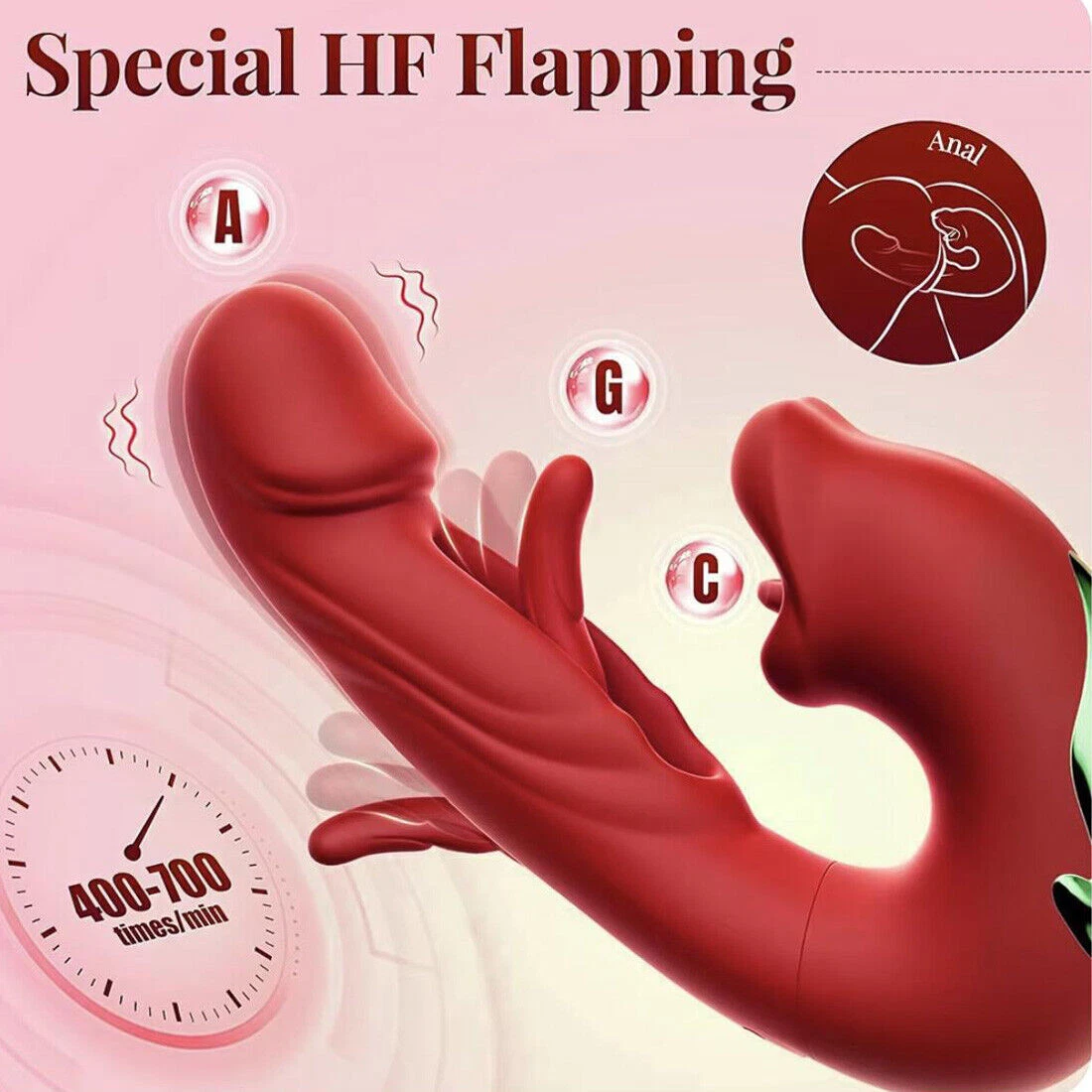 Flickering Lips G-Spot Flicking and Licking Rabbit Vibrator