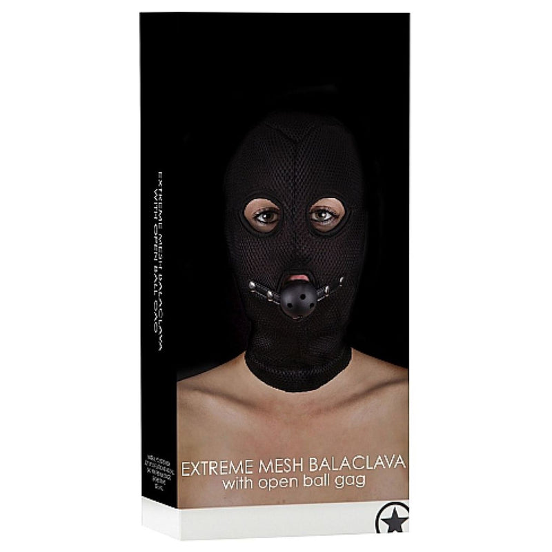 Shots Ouch! Extreme Mesh Balaclava with Open Ball Gag [Limited Time Offer]