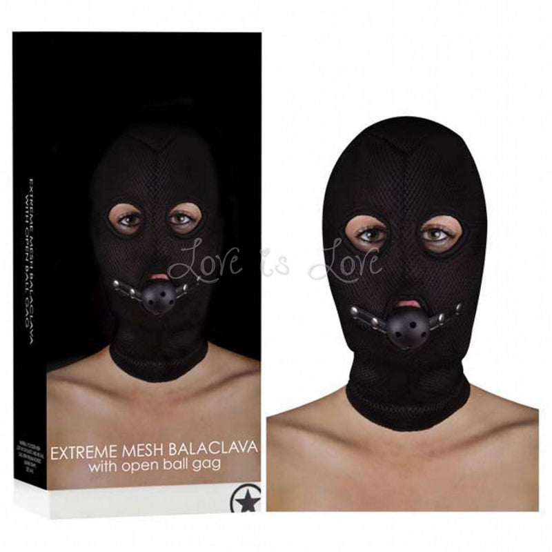 Shots Ouch! Extreme Mesh Balaclava with Open Ball Gag [Limited Time Offer]
