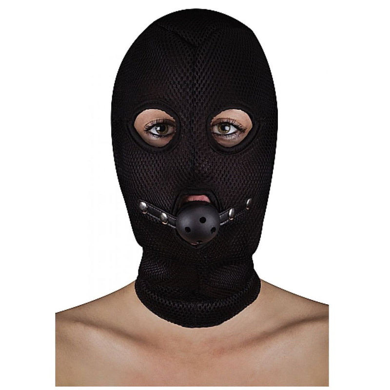 Shots Ouch! Extreme Mesh Balaclava with Open Ball Gag [Limited Time Offer]