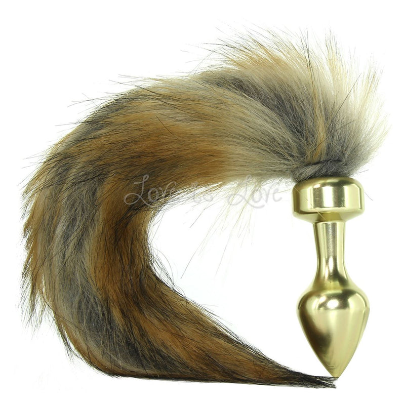 Shots Ouch! Fox Tail Steel Butt Plug Gold or Silver