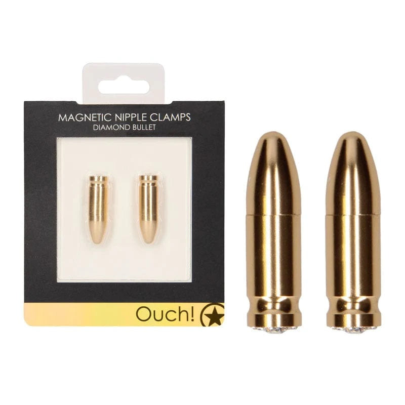Shots Ouch Magnetic Nipple Clamps Diamond Bullet [Limited Time Offer]