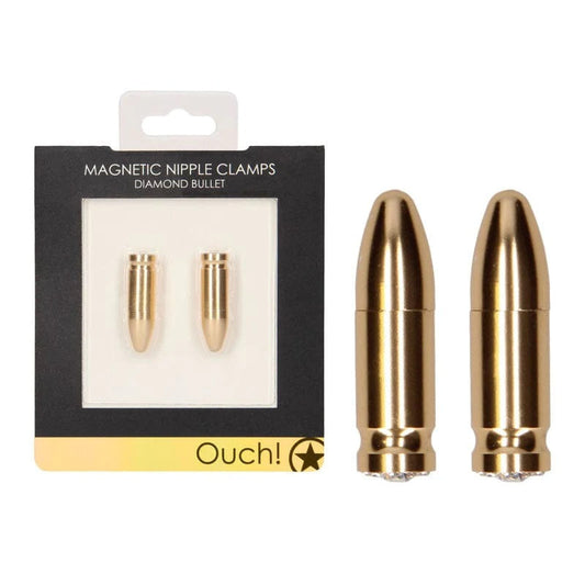 Shots Ouch Magnetic Nipple Clamps Diamond Bullet [Limited Time Offer]