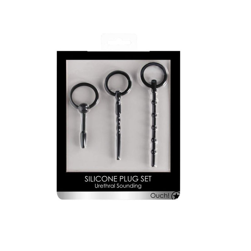 Shots Ouch! Urethral Sounding Silicone Plug Set Black
