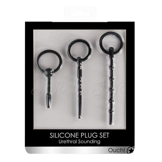 Shots Ouch! Urethral Sounding Silicone Plug Set Black