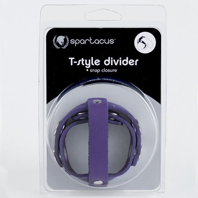 Spartacus Leather T-Style Cock and Ball Divider Black or Purple