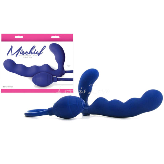 NS Novelties Mischief Inflatable Silicone Strapless Strap-On 7.5 Inch in Blue [Clearance*]