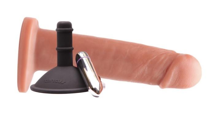 Tantus Alan O2 Dual Density Vibrating Dildo Kit Cocoa