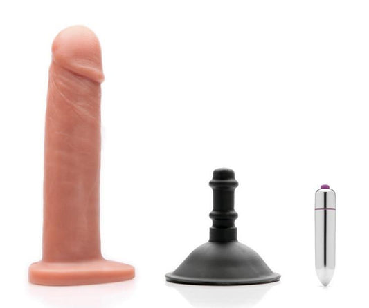 Tantus Alan O2 Dual Density Vibrating Dildo Kit Cocoa