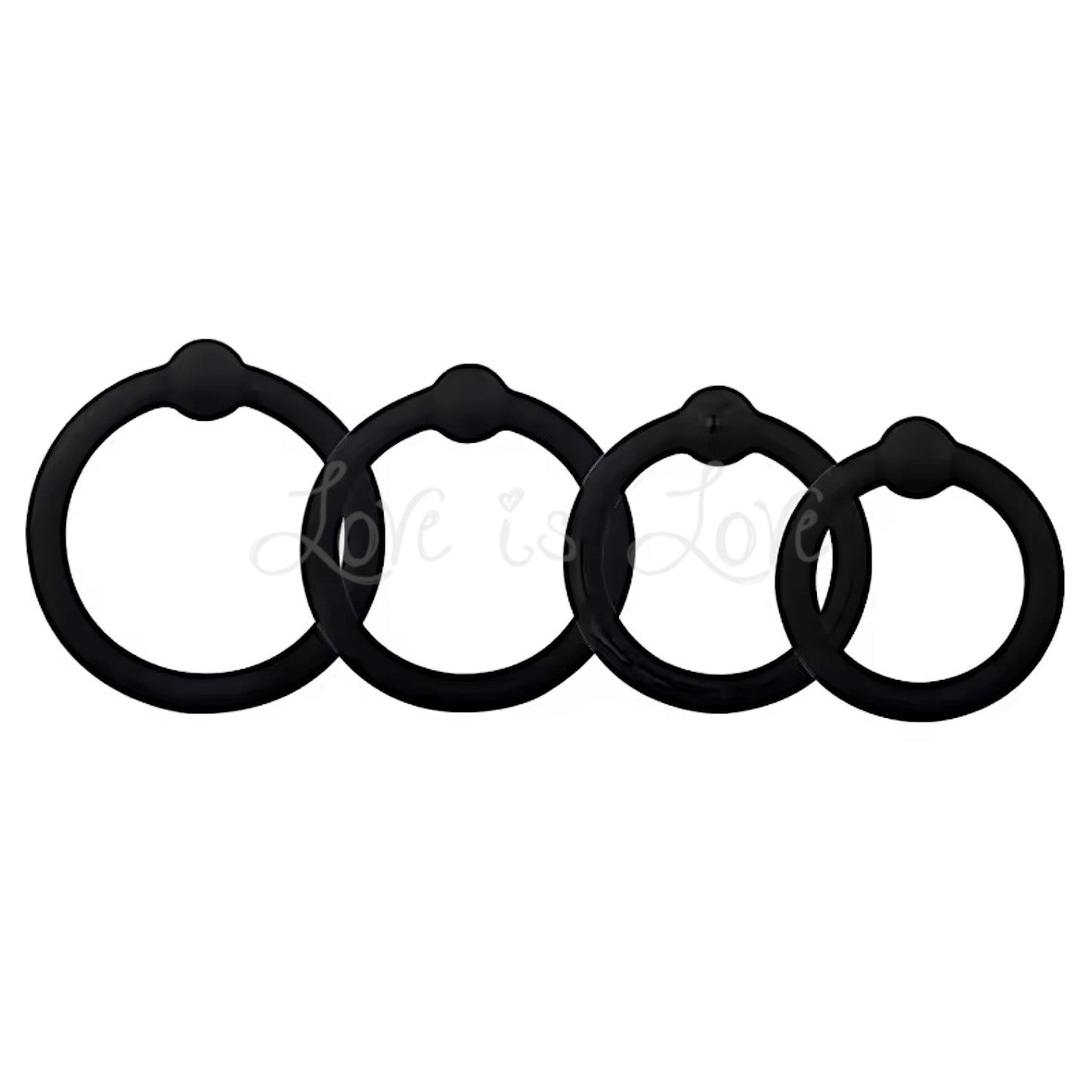Single Bead Silicone Cock Ring 4 Piece Set