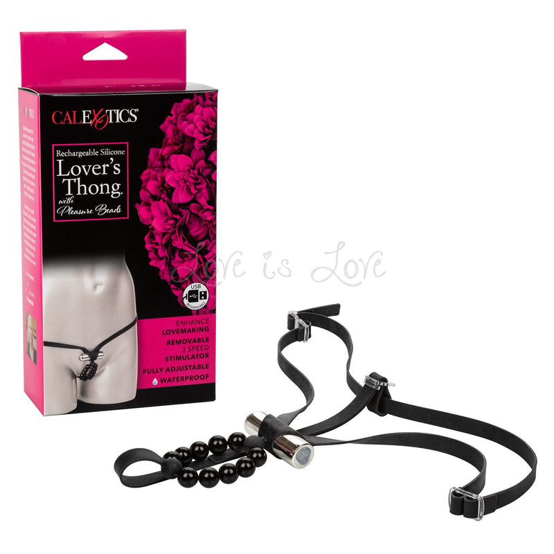 Calexotics Rechargeable Lover's Thong with Pleasure Beads [Clearance*]