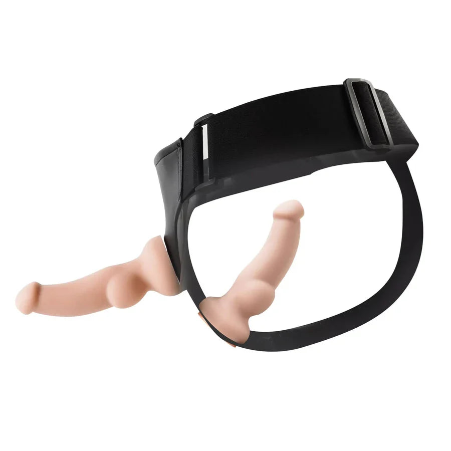 Tracy's Dog Dual Strap On Harness with Detachable Vibrating Dildo Beige