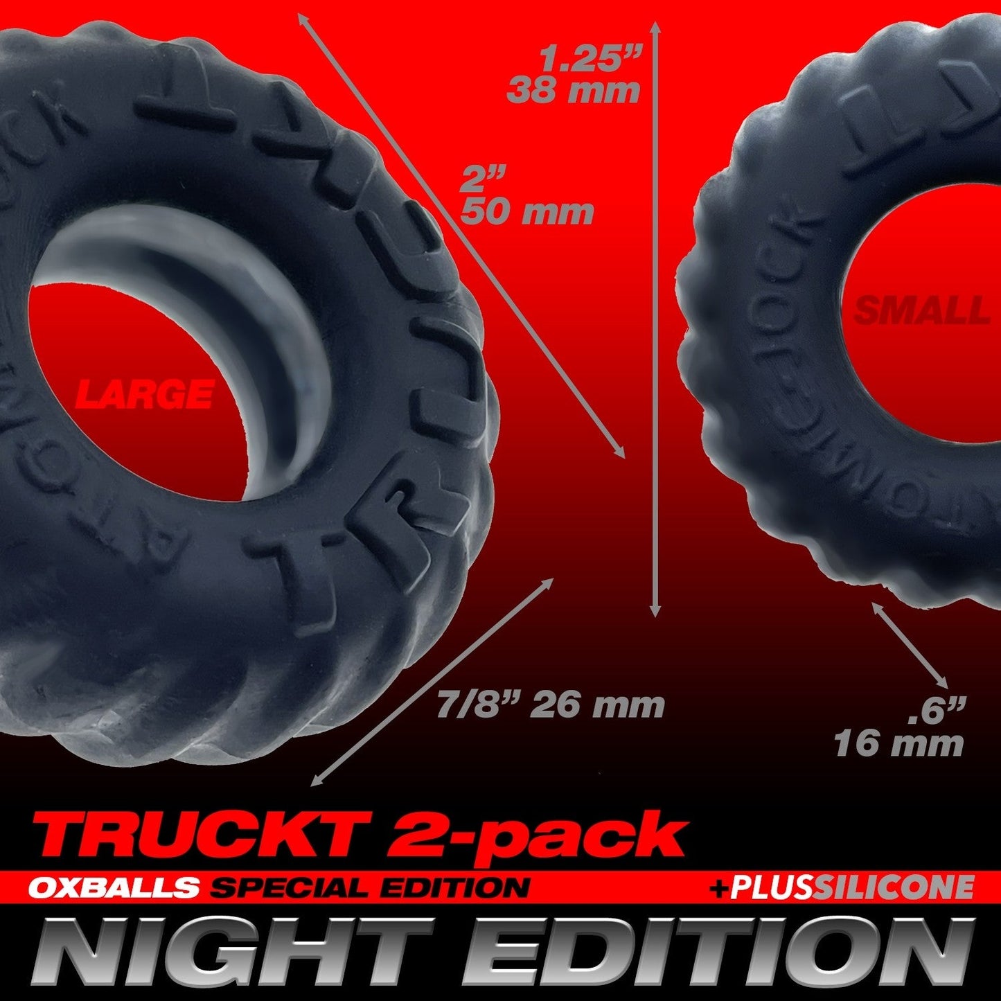 Oxballs TruckT Cock and Ball Ring Special Edition Velvet Feel Night Black